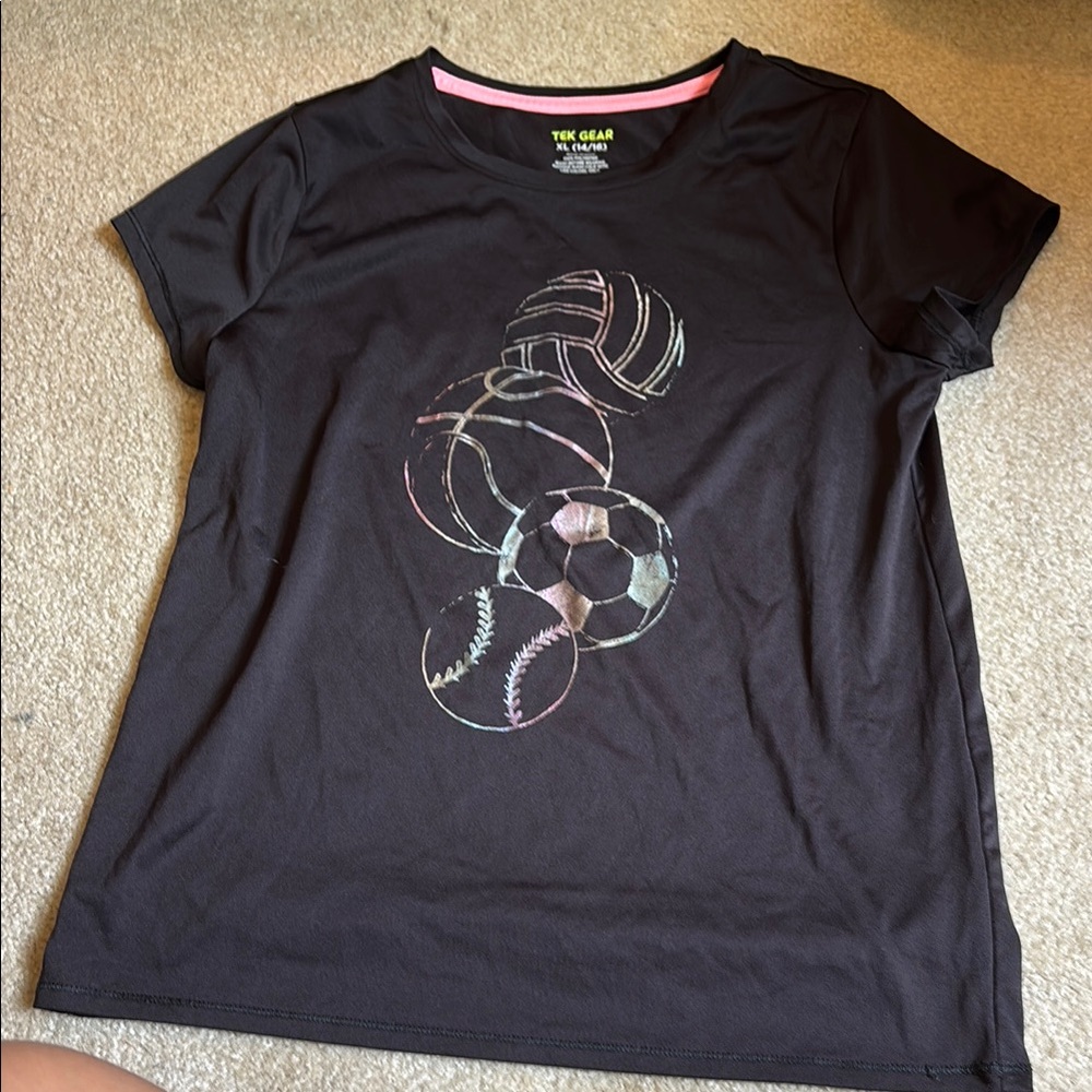 Tek Gear Black and Pink Short Sleeve Tee
